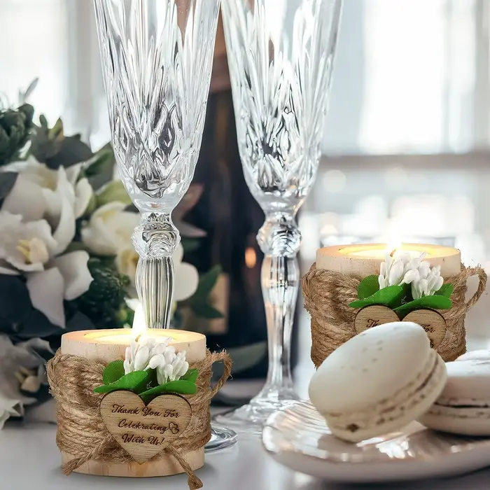 Bougeoirs photophore en bois pour mariage