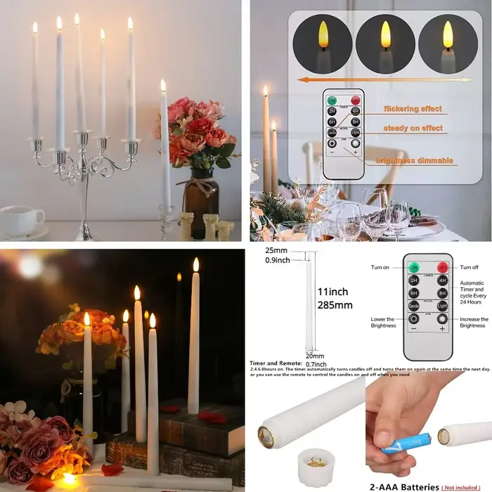 Bougie LED scintillante sans flamme, bougie chauffe-plat à piles, fête de Noël à la maison, décorati