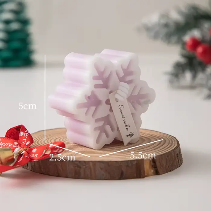 Bougies d'aromathérapie flocon de neige de noël faites à la main, 1 pièce, cadeaux de décoration pour la maison, bougies parfumées parfumées, nouvel an 2024