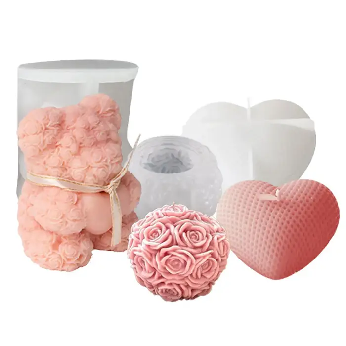 Bougies d'amour ours en peluche Rose