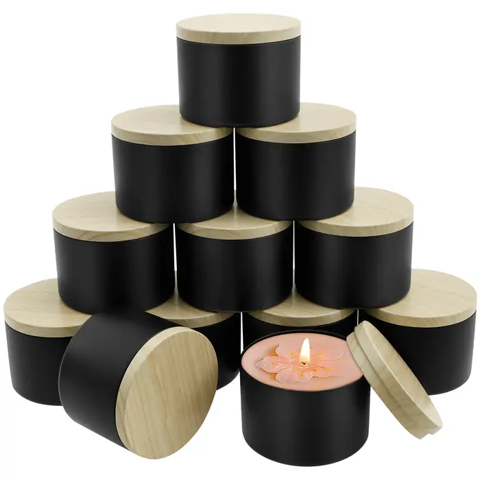 Boîtes à bougies rondes vides de 8oz avec couvercles
