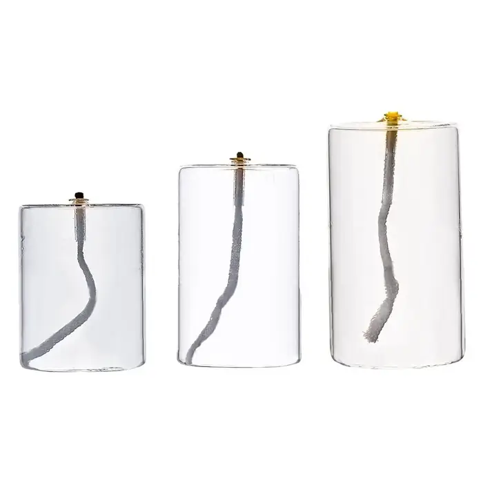 Bougie à Huile en Verre Rechargeable Lampe à Huile pour Chambre à Coucher Mariage Salle à Manger Décoration Vacances Bougeoir Décoratif Taille S M L