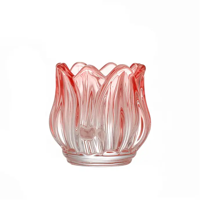 Porte-bougie d'aromathérapie en verre coloré en forme de tulipe, bougeoir vintage à pétales en relie