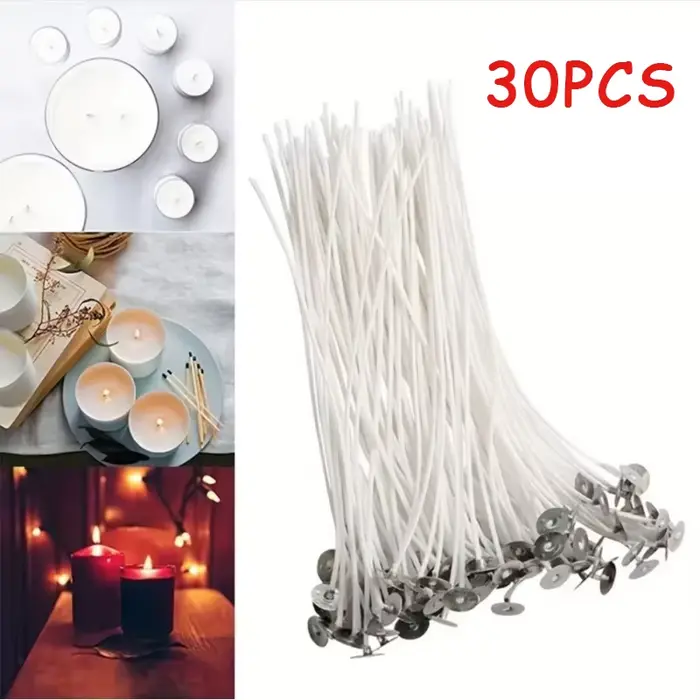 Mèches de bougies en coton, 30 pièces, noyau en coton pur, sans fumée, pour la fabrication de bougie