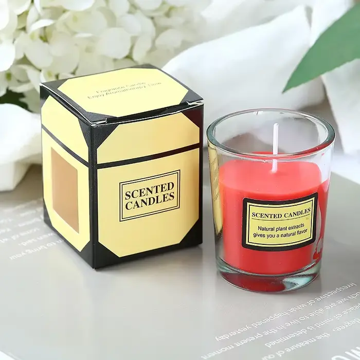 Coffret cadeau parfumé à la cire végétale, supplément, haricot, tasse en verre, intérieur, sans fumé