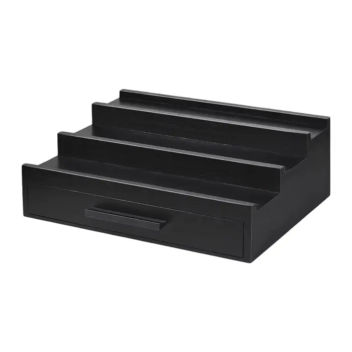 Organisateur de parfum en bois elenxs à trois niveaux avec tiroirs anti-poussières pour parfums et montres occasionnellement décoratives pour bureau ou salle de bains