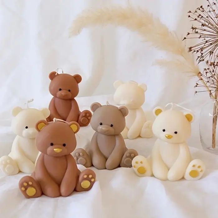 Bougie parfumée ours brun assis 3D