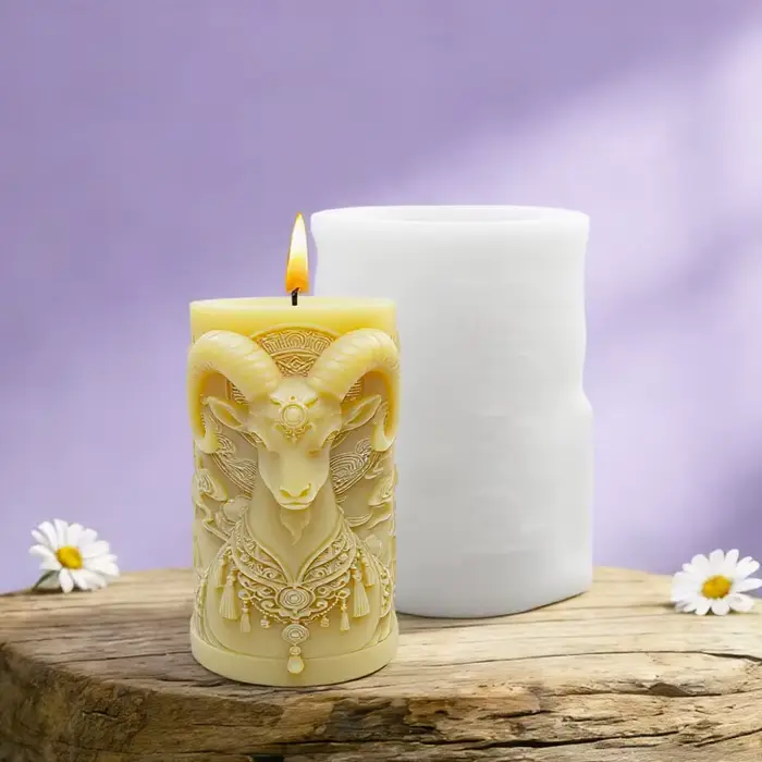 Moule en silicone pour bougie à thème chèvre mystérieuse, motif chèvre noire avec nuages et couronne, relief tridimensionnel, pour bijoux et aromathérapie DIY