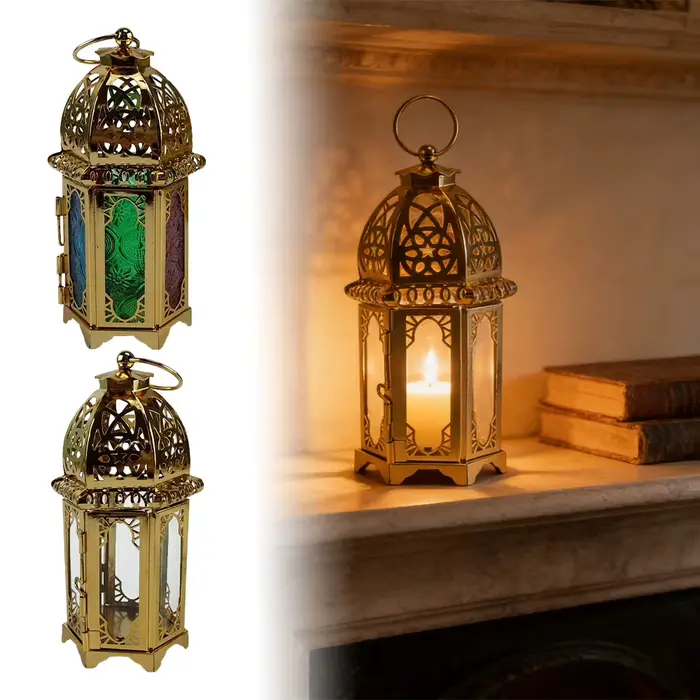 Lanterne suspendue vintage en métal avec style château européen doré pour décoration de mariage et maison romantique