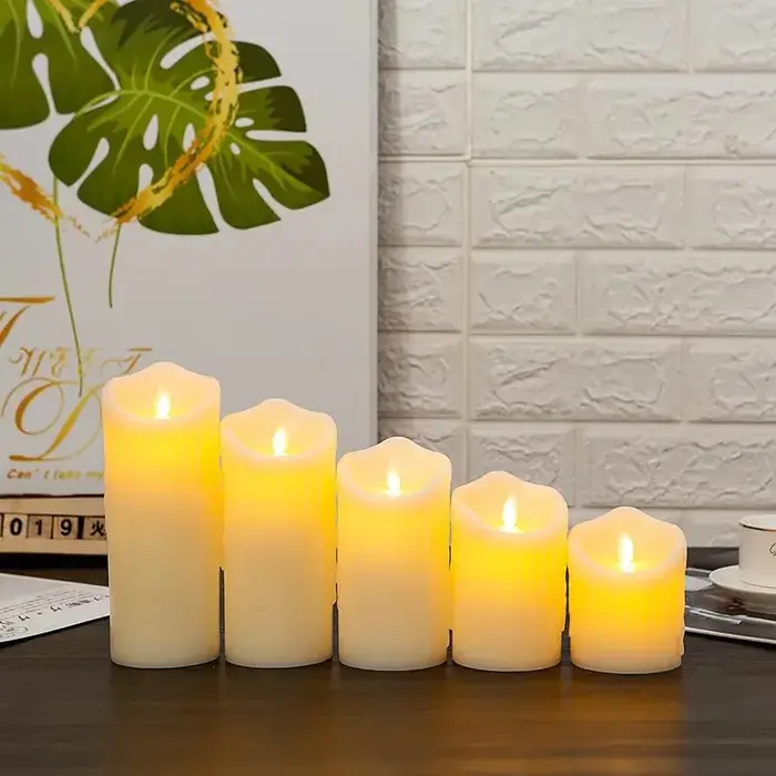 Bougie LED en plastique cylindrique semi-manuelle pour ambiance relaxante et décoration intérieure moderne occasions spéciales