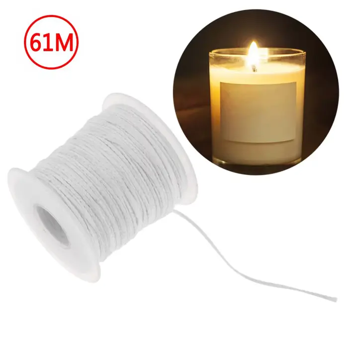 Bobine de 61m de mèche de bougie en coton pour fabrication de bougies et lampes à huile DIY pour décoration de maison et événements spéciaux