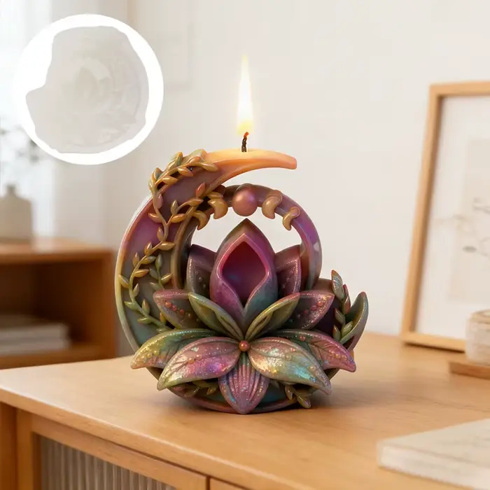 Moule en silicone pour bougie en forme de fleur de lune