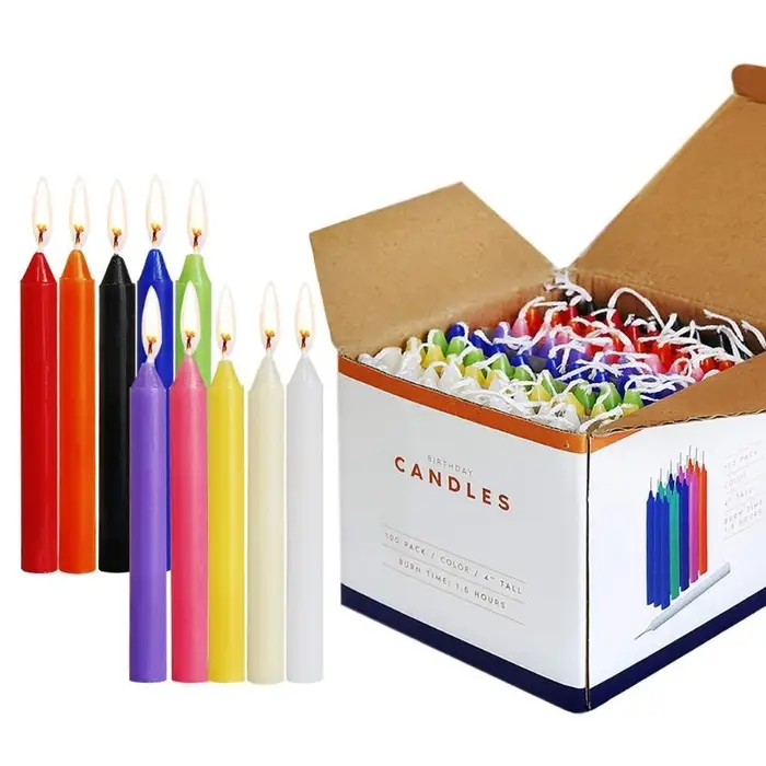 100 bougies coniques, non parfumées, couleurs assorties, mini-bougies pour rituels de sonorisation, 