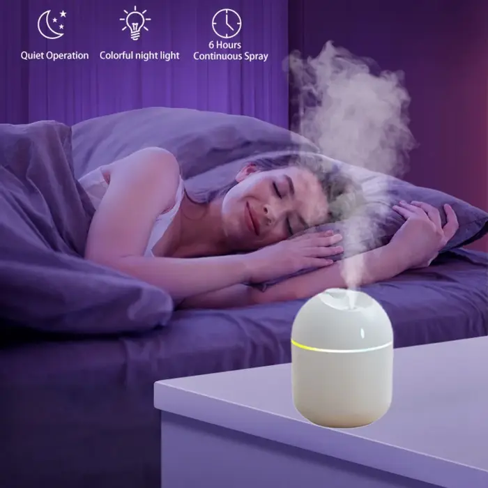 Humidificateur à brume fraîche avec veilleuse LED pour bureau et maison diffuseur d'arôme protection contre la mise hors tension USB Blanc Rouge Vert