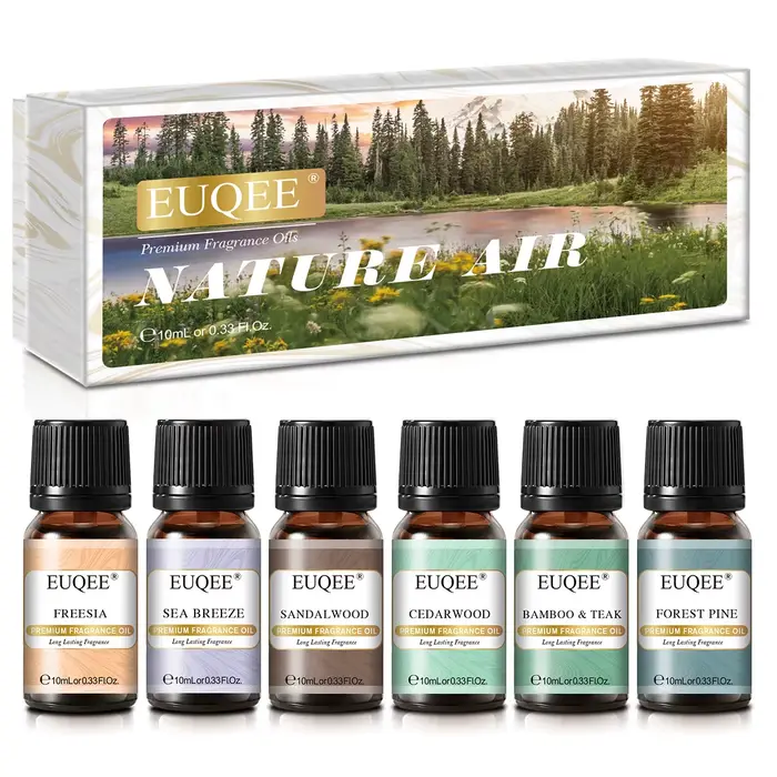 EUQEE 6 pièces ensemble d'huile de parfum d'aromathérapie-10ml huiles de diffuseur de roseau d'arôme