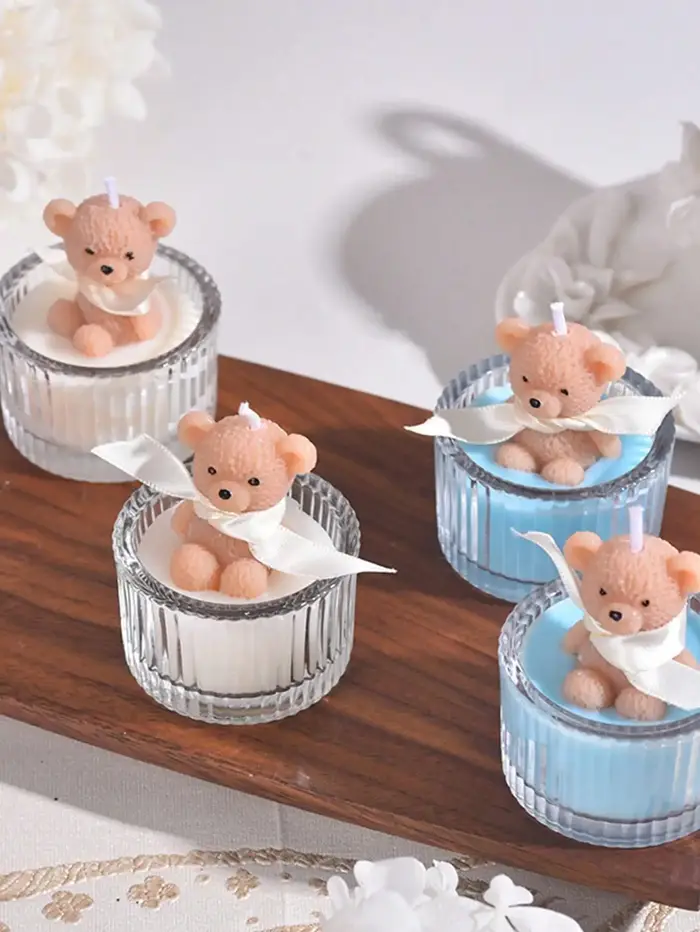 Cadeau pour la Saint-Valentin - Bougie parfumée en forme d'ours en verre