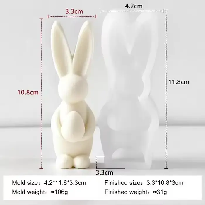 Moule en silicone pour œufs de Pâques en forme de lapin pour la fabrication artisanale de bougies, d