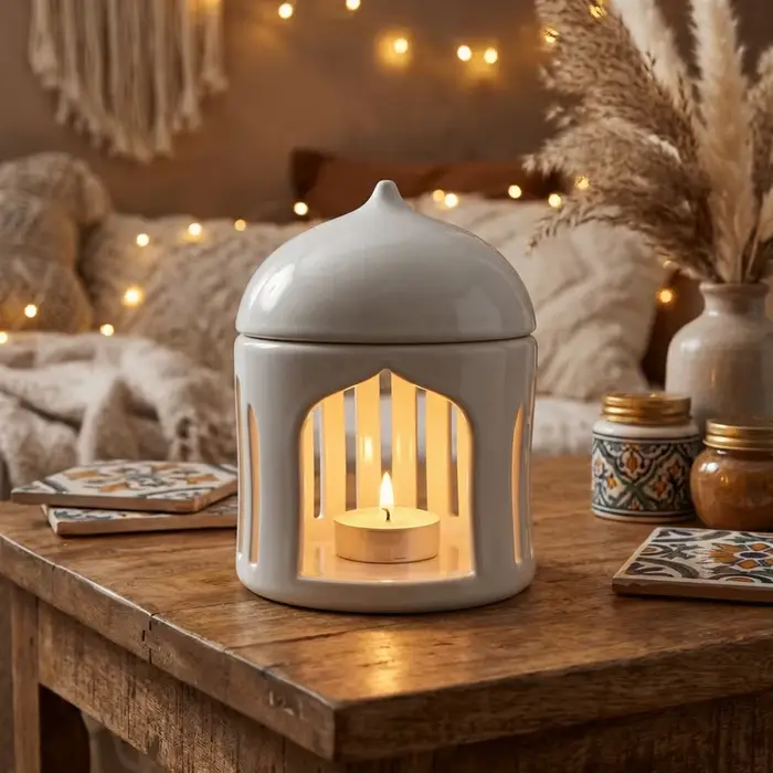 Support de bougie en céramique moderne ethnique exquis pour bougies traditionnelles et chauffe-plat occasions spéciales-decoration-interieur