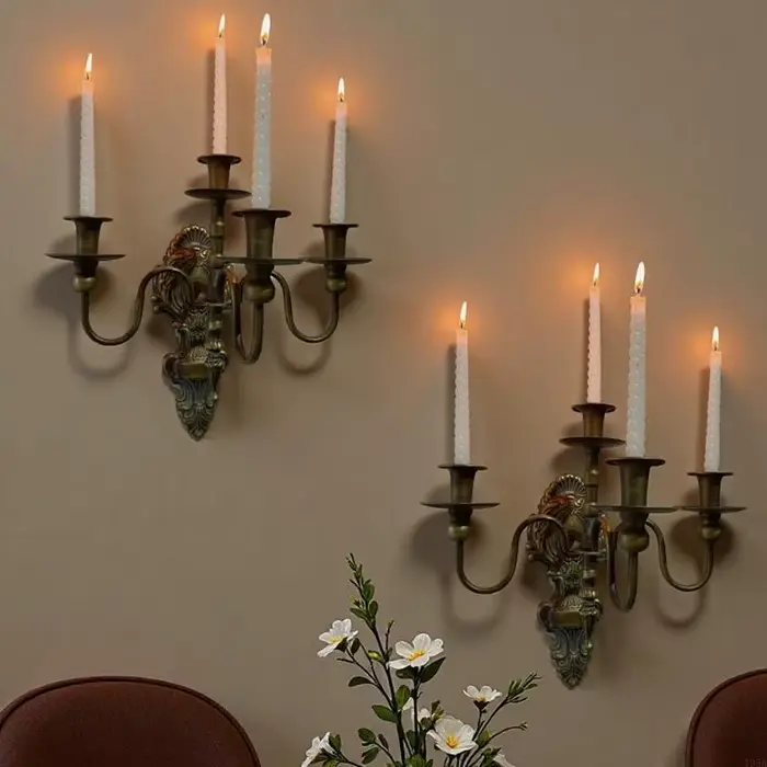 Appliques murales en métal pour bougies style classique pour salon chambre salle à manger occasions spéciales