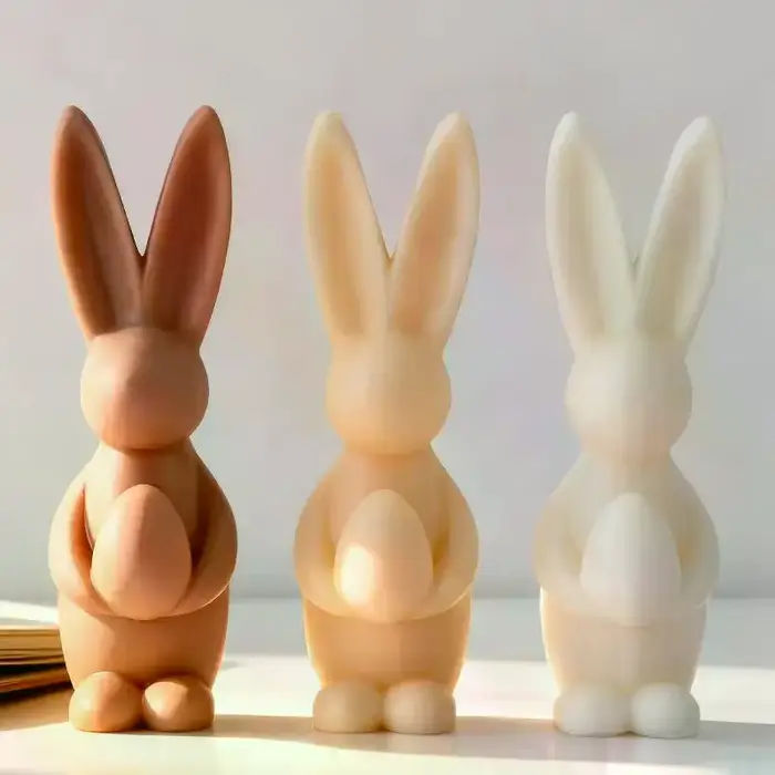 Moule à bougie en Silicone, œuf de lapin de pâques, fait à la main, arôme, gypse, résine époxy, savon, fournitures de fabrication de bougies, DIY