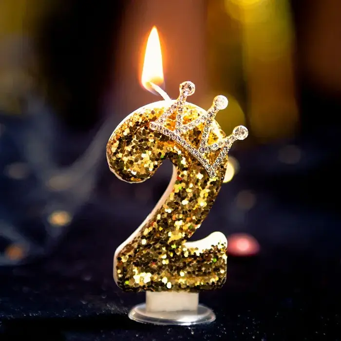 Bougie numérique d'anniversaire Couronne - Décoration de gâteau sans fumée pour fête romantique adul