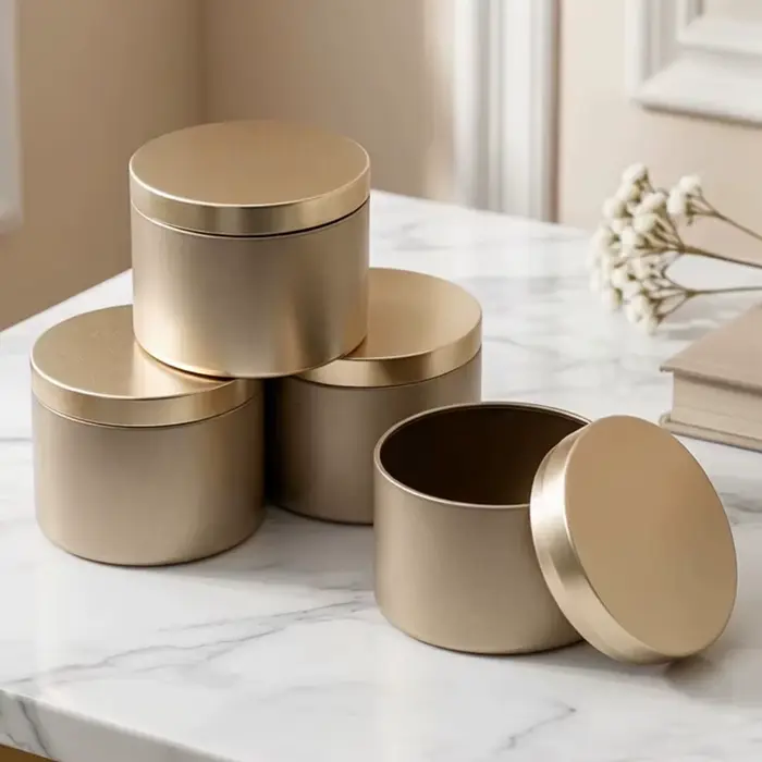 Pots de bougies en métal Champagne doré