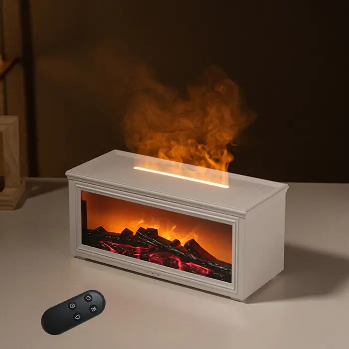 Diffuseur d'huile essentielle, diffuseur d'huile de flamme de cheminée-humidificateur d'arôme d'arom