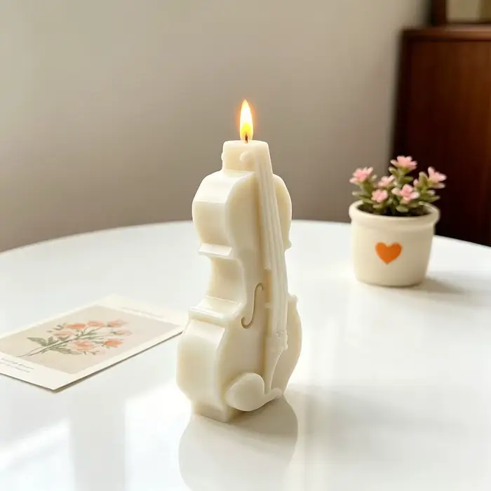 Moule à bougie en forme de violon, moule en silicone pour la fabrication de bougies, moule artisanal tridimensionnel pour la création de décorations DIY à la maison, cadeau créatif pour le bureau