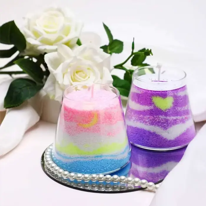 Kit de fabrication de bougies en cire de sable, 10 couleurs/10g, 10g de cire granulée de chaque couleur, 5 mèches, pour la fabrication de bougies décoratives