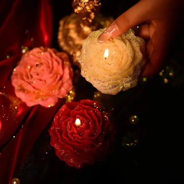 Bougie basse température cire pivoine Rose coeur