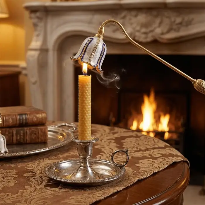Éteignoir à bougie décoratif vintage en forme de citrouille à long manche pour une extinction sécurisée des bougies à fleurs, idéal pour hôtels