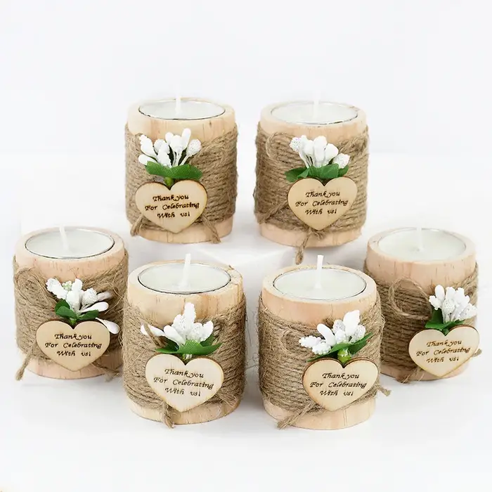 Bougeoir photophore en bois pour mariage