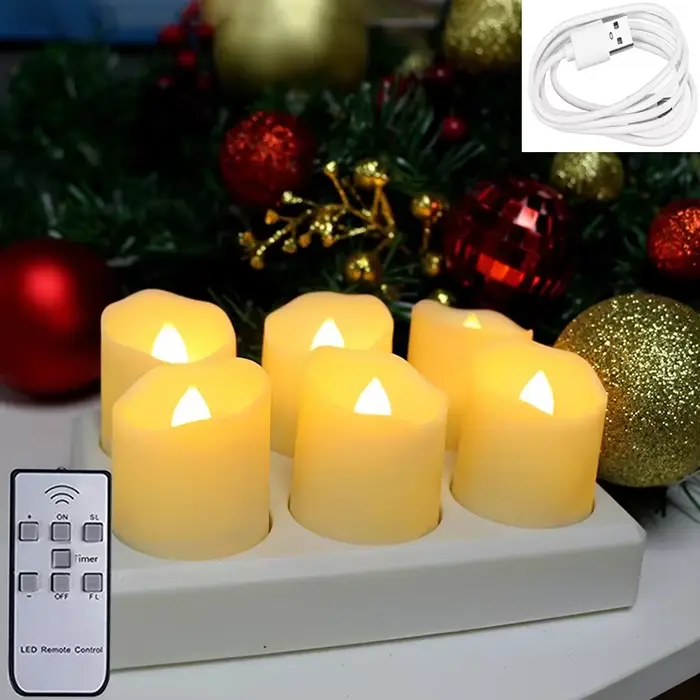 Bougie chauffe-plat Rechargeable, minuterie, lumière LED à distance, sans flamme, pour salle de mari
