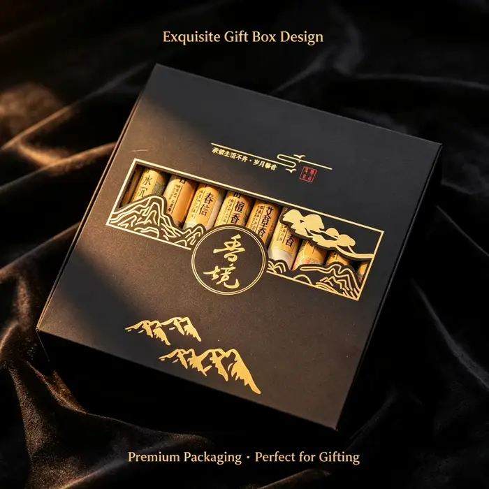 Ensemble d'encens 10 parfums, fabriqué à la main sans additifs, bois de santal, ambre gris, parfum d
