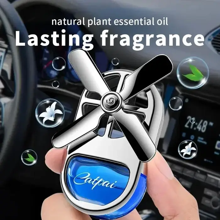 Mini désodorisant d'aromathérapie pour voiture avec hélice rotative et parfum d'aromathérapie, accessoire de décoration créatif, nouvelle collection pour une ambiance relaxante et élégante