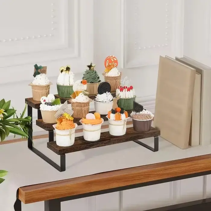 Présentoir en bois à 3 niveaux, support à cupcakes, parfum, maquillage, Mini support de figurine, co
