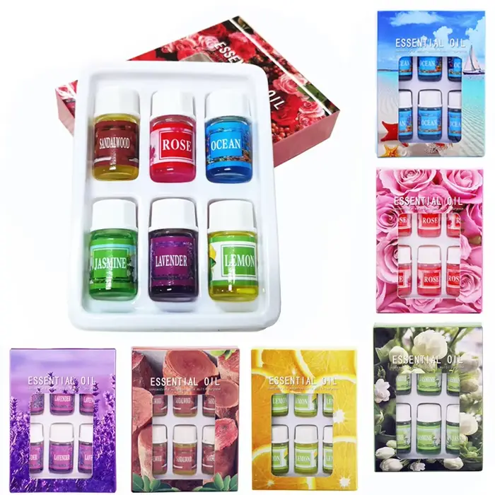 6 pièces/ensemble huiles essentielles boîte-cadeau arôme diffuseur humidificateur d'air soluble dans l'eau désodorisant parfums parfum voiture parfum recharge