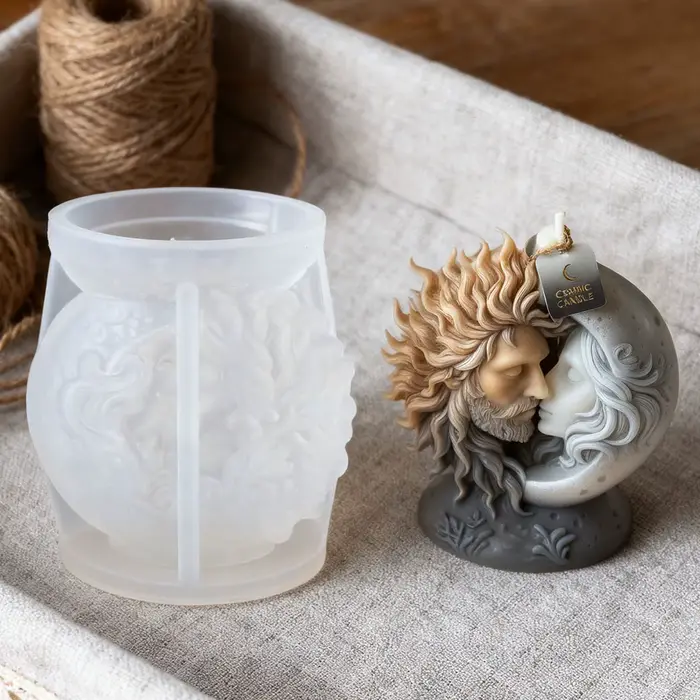 Le romantique moule à bougie enveloppant le soleil et la lune est exquisitement conçu et fait un choix élégant pour les