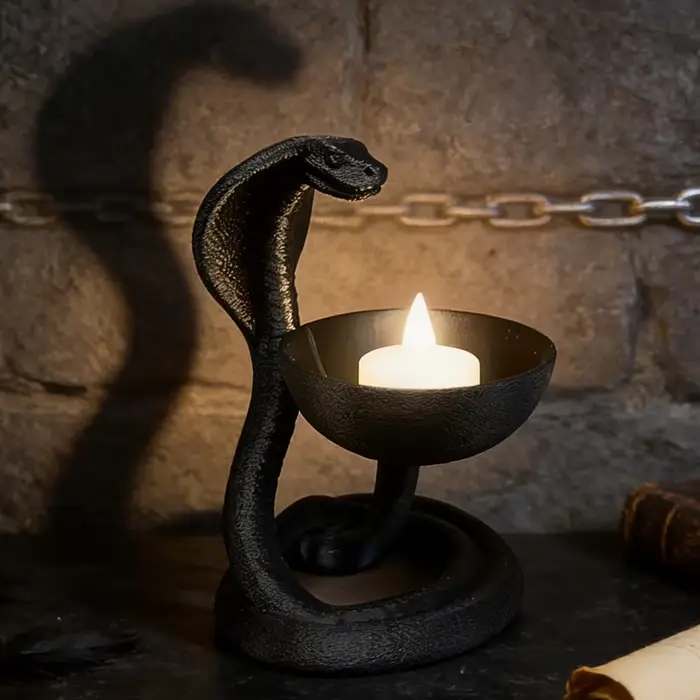 Bougeoir gothique transfrontalier en forme de Cobra, pour scénario de décoration de bureau de Style mystique foncé