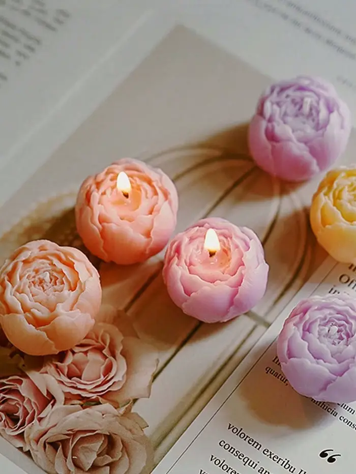 4 pièces/ensemble Bougie parfumée à la rose faite à la main