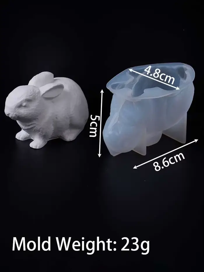 Moule à bougie en silicone Lapin de Pâques DIY Fait main Figurine de lapin 3D Bougie d'aromathérapie