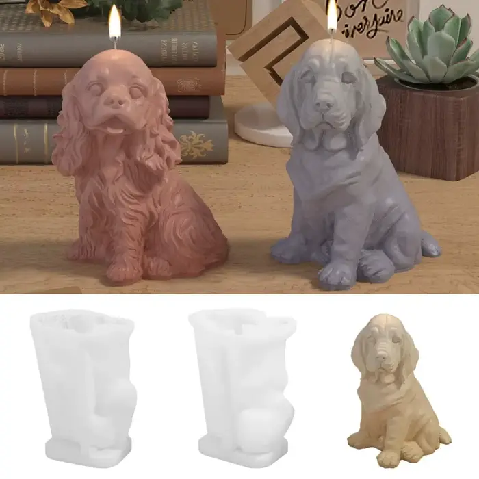 Moule en Silicone pour bougie de chien, bricolage, Animal 3D mignon, bougie d'aromathérapie, moule en résine, fabrication de décorations de Table cadeaux mignonnes