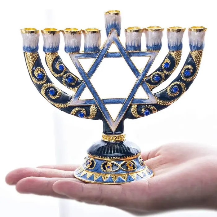 Bougeoirs bleus pour Hanukkah Menorah, bougeoir candélabre pour fête de noël, mariage, décoration de