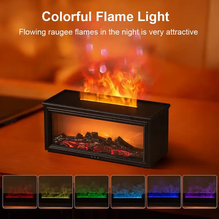 Humidificateur d'air aromatique, diffuseur d'huile essentielle de cheminée à flamme, machine à brume fraîche USB de bureau, diffuseur d'arôme ultrasonique avec télécommande