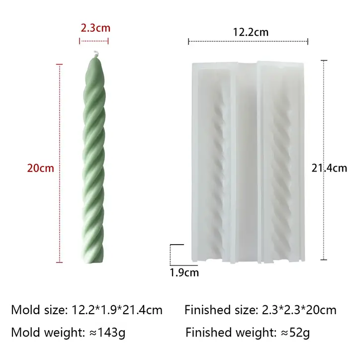 Moule à bougie torsadée en Silicone, longue spirale, bâton de cire parfumée, artisanat fait à la mai