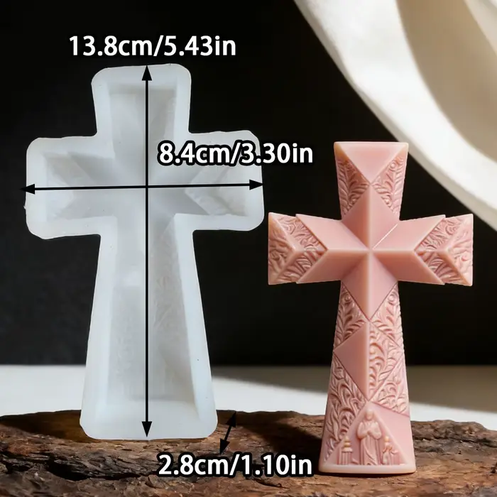 Moule en silicone 3D pour bougie parfumée en forme de croix de Jésus