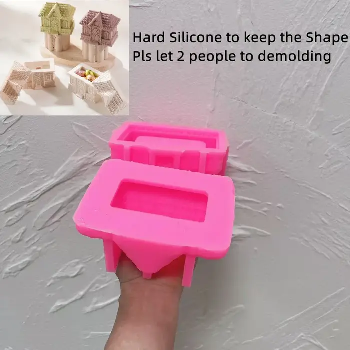 Pot de bougie en Silicone pour maison en pain d'épice, décoration de noël, moule en béton avec couve