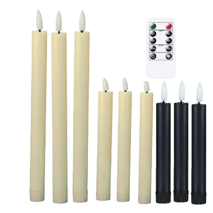 3 ou 6 pièces de bougies décoratives de Noël et d'Halloween beige/noires