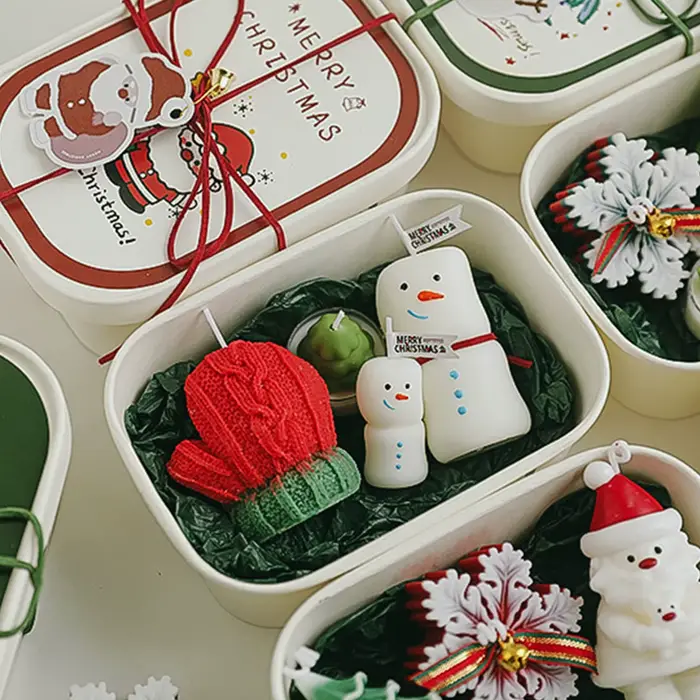 Ensemble de bougies de noël, bonhomme de neige, décoration de fête, Festival de mariage, réveillon de noël, ornement romantique pour la maison