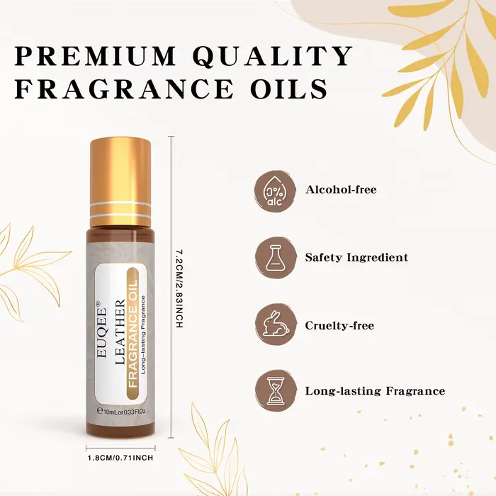 Huile Essentielle Aromatique EUQEE pour Hommes avec Applicateur à Bille, Huile Parfumée au Tabac Doux et au Cuir de Sang de Dragon pour la Création de Parfums et Sprays Aromatiques